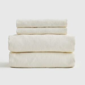 NWOT QUINCE European Linen Sheet Set Full Ivory 4195
